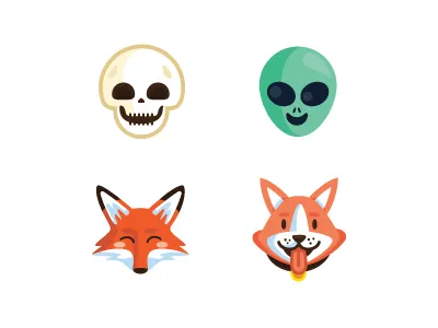 emoji icon alien chat cute dog emoji fox panakota skeleton skull sticker ufo