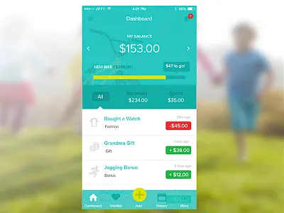 My Saving banking children dashboard expenses log rapidux rux saving tco topcoder wishlist