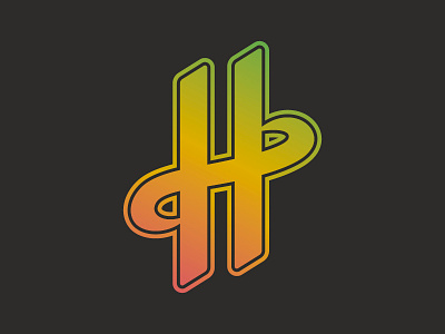 Hot Stuff gradient green h icon logo red sticker transfer yellow