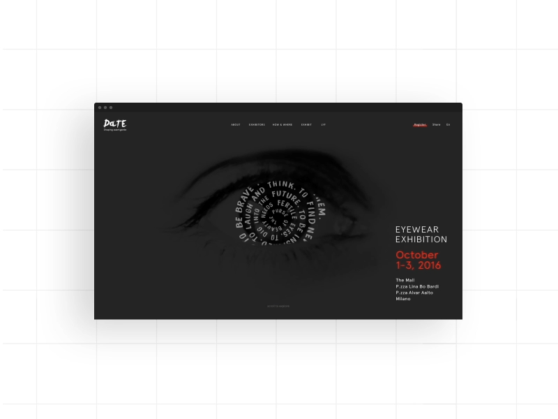 DaTE 2016 / website concept avantgarde date eyewear
