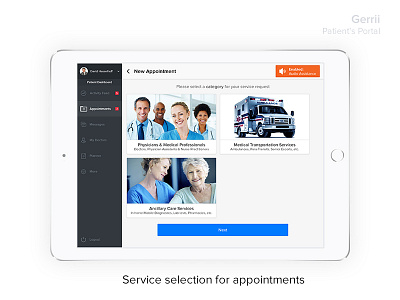 Gerri - Home Consultation on Demand - Appointment Selection doctor home consultation house call inquiry medical medical transportation on demand portal problem request