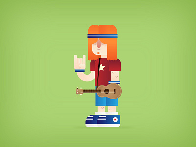 Rock Dude character dude hair minimal rock ukulele vector