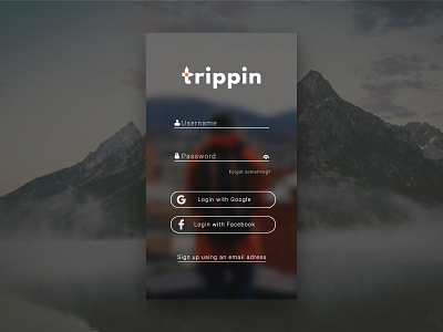 Trippin Login app login travel ui ux