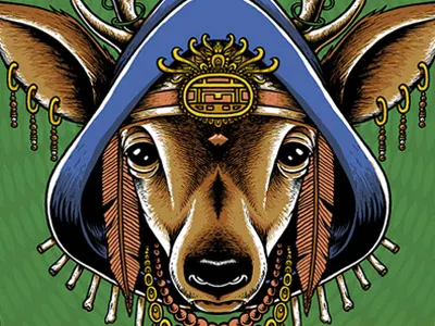Spirit Stag berkeley brand new concert poster deer gigposter greek theatre headdress modest mouse psychedelic screenprint stag trippy