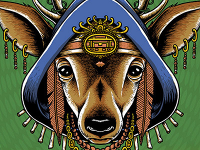 Spirit Stag berkeley brand new concert poster deer gigposter greek theatre headdress modest mouse psychedelic screenprint stag trippy