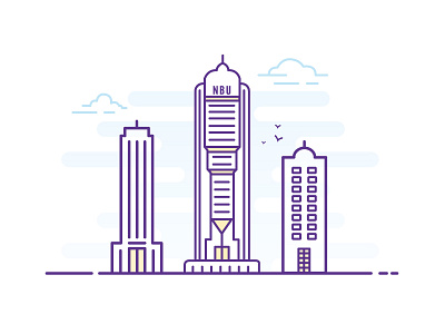 NBU Tashkent bank building colors illustration line art tashkent