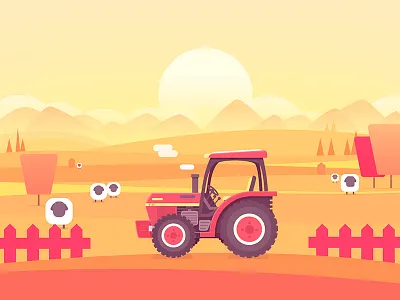 farm farm iamge illustrate picture ps sheep tractor tree