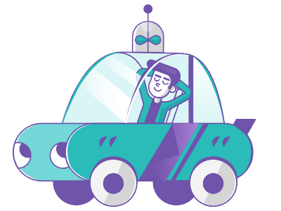 Self-driving Car car character flat future helper illustration robot robots self driving vector web