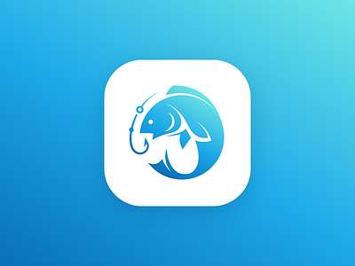 Fish icon app apple application clean fish fishing gradient icon ios sea