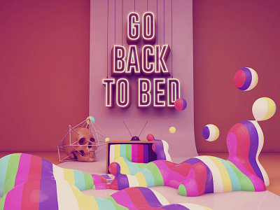 Go Back To Bed bill hicks c4d cinema4d death illustration skull television tv