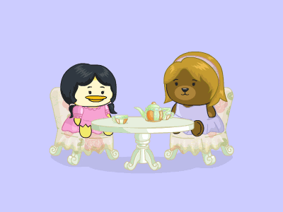 Happy National Girlfriends Day animation bear bittypets chic duck gif girlfriends girls tea tea cup tea time