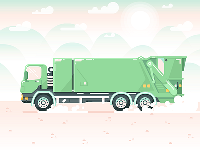 Takin' out the Trash car garbage garbage truck landscape trash truck vector vehicle