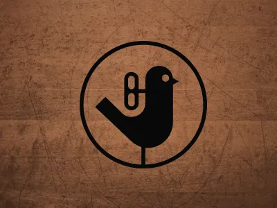 Cuckoo logo silhouette bird black clockwork logo sticker