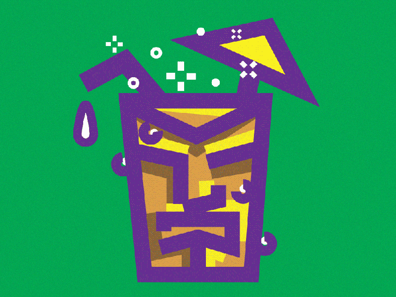 Summertime Tiki Tears cocktail design drink illustration minimal summer. food thick lines tiki