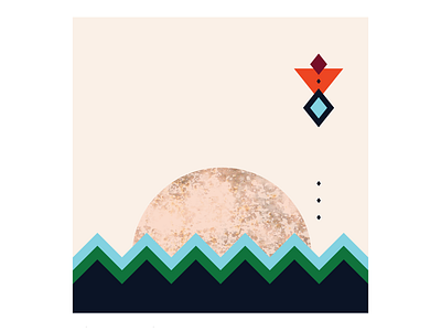 When you drink moonshine bird editorial illustration into quarterly moon moonshine texture water