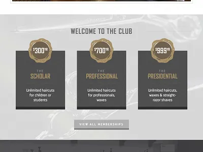 Redd's Barbershop Club branding design homepage stamp website