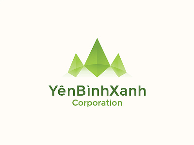 Yên Bình Xanh Logo Concept branding business corporation dynamic gradient logo mark mountain real estate stone tree vietnam