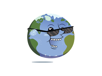 Stoked earth face glasses happy illustration nature ocean planet smile stoke