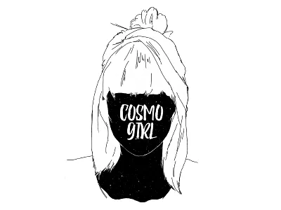 Cosmo Girl Stickermule and background black cosmic illustration stickermule white