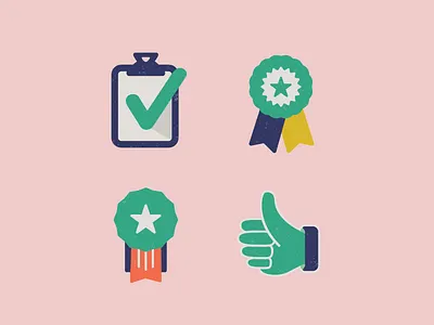 Thumbs Up awards branding checkmark collateral icons illustration ribbons texture thumbs up