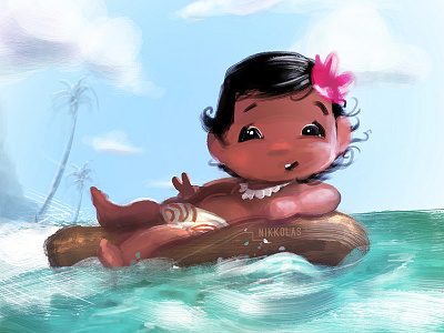 Baby Moana by NIKKOLAS babies baby disney illustration moana photoshop wacom wdas