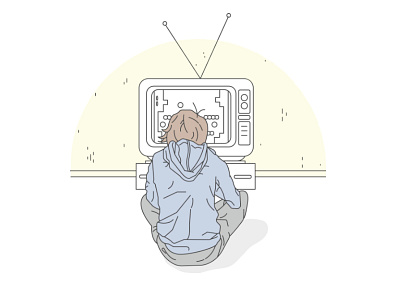 Playing Nintendo (Back view) character character design comic book art drawing illustration ligne claire nintendo playing video games