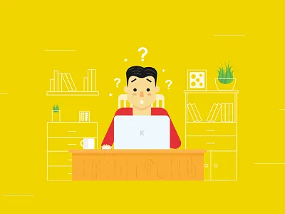 Have a problem animation artwork character coffee colorfy flat illustration laptop line problem red simple