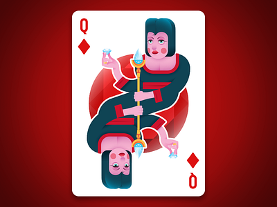 Blackformat Deck Design: Queen of Diamonds blackformat diamond illustration playing cards queen
