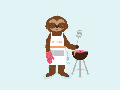 Sloth bbq grill hug the cook illustration sloth summer vector