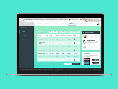 Health Insurance Dashboard announcements dashboard health insurance policy profile ux