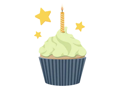 Bday birthday celebrate cupcake green