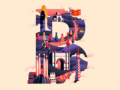 Wanderlust Alphabet design illustrated type illustration sagrada familia travel typeface