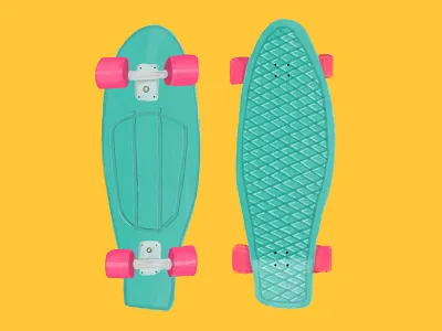 Keep Rolling deck drawing illustration painting rolling skate skateboarding yellow