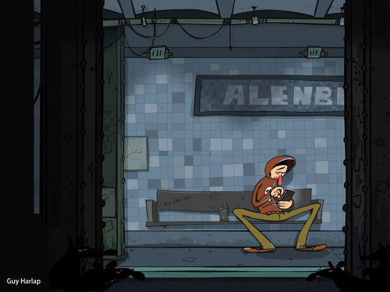 lonely (subway gif cycle) colors facebook guy harlap loneliness subway