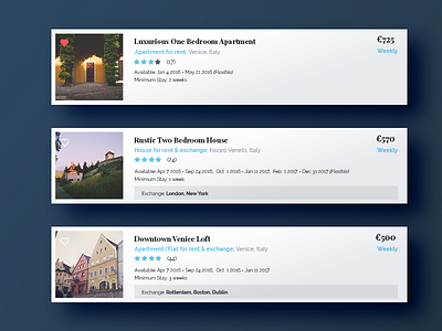 Listing Cards card clean favorite house housing listing rateing responsive ui ux web web design