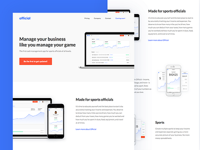 Official // Marketing app design finance sports web design