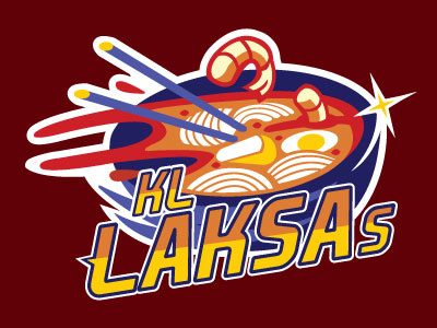 Food Sports Logo Series: KL (Kuala Lumpur) Laksas food laksa logo malaysian noodles sports yummy