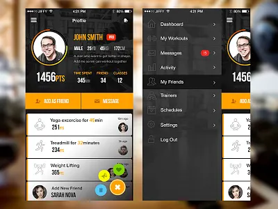 Gym Social Media exercise fitness gym gymnastic ios profile schedule training treadmil weight workouts yoga