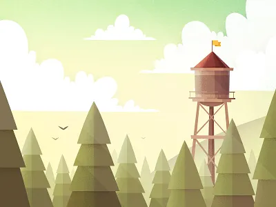 Water tower 2d ambient fireart fireart studio flat forest gartman minimalism nature texture tree