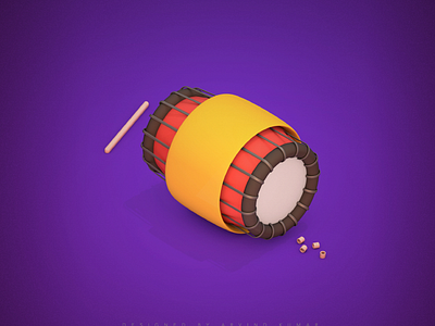 Tavil - Musical Instrument c4d flat india instrument music render tavil traditional