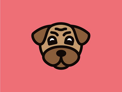 Pug Illustration dog fat fat lines flat illustration pug