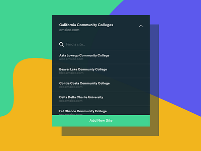 Select A Site Dropdown admin dark dropdown interaction search select ui user interface ux