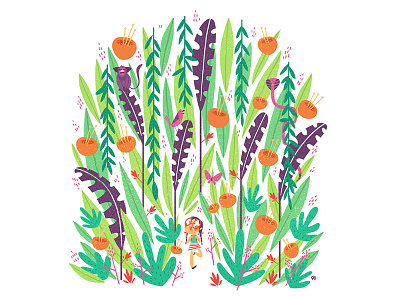 SMALL GIRL IN THE BIG FOREST characterdesign color design forest girl graphic illustration