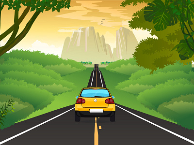 Road Trip concept illustration photo manipulation