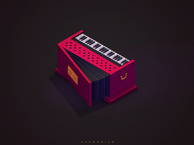 Harmonium - Musical Instrument c4d flat harmonium india instrument music render traditional