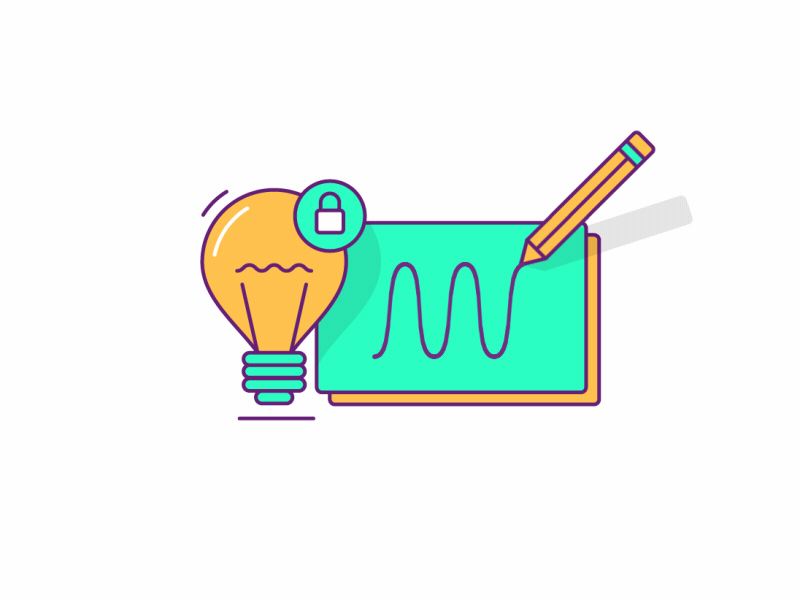 Pencil animation bulb flat fresh light motion graphics simple stoke stroked