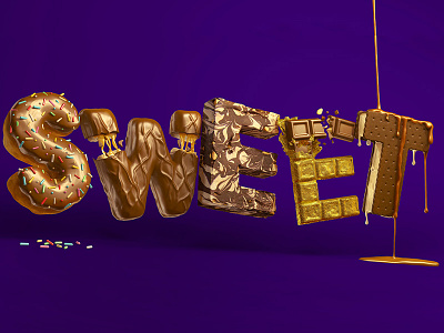 Sweet 3d advertising c4d candy chocolate doughnut sauce sweet type vray