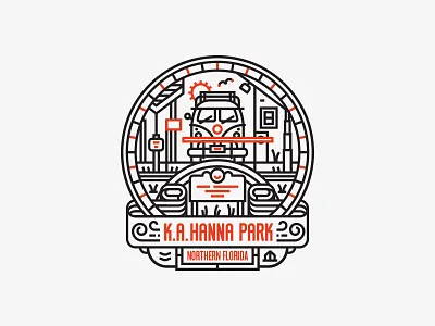 Illustration XV badge hanna park illustration letterpress monoline wip