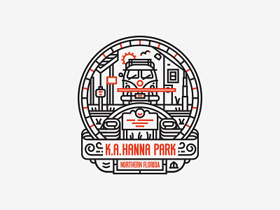 Illustration XV badge hanna park illustration letterpress monoline wip