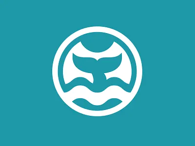 Fin Whale animal blue diving fin fish flat icon logo mammal moby dick whale white